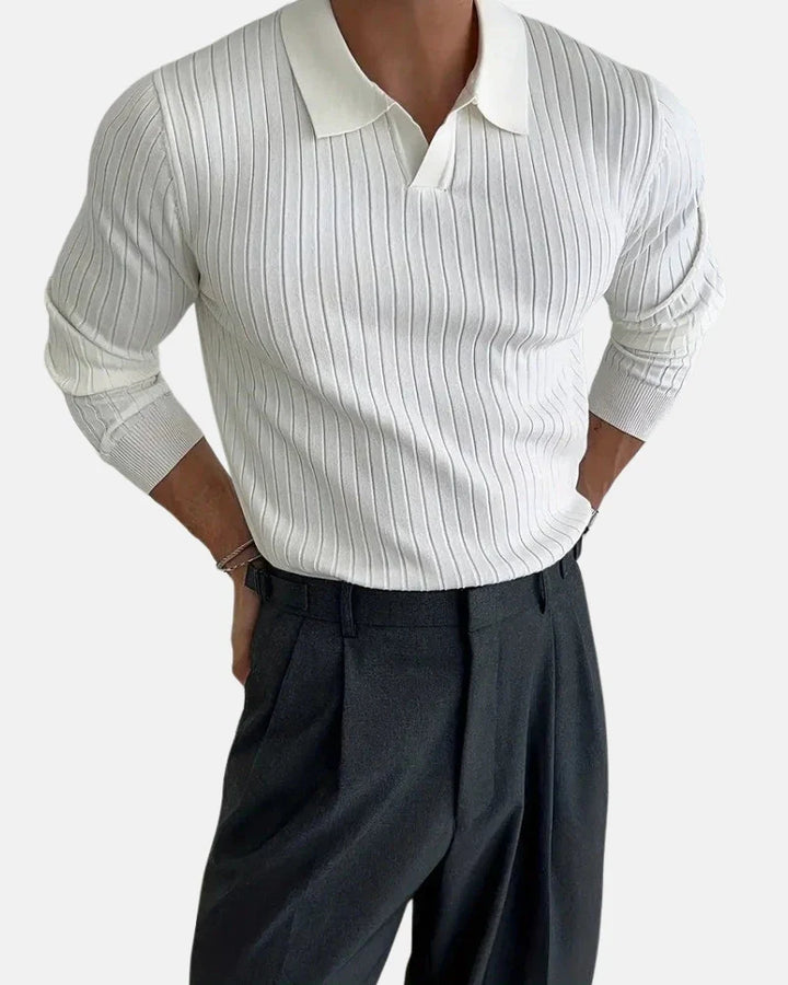 Hampton Ribbed Polo Long Sleeve