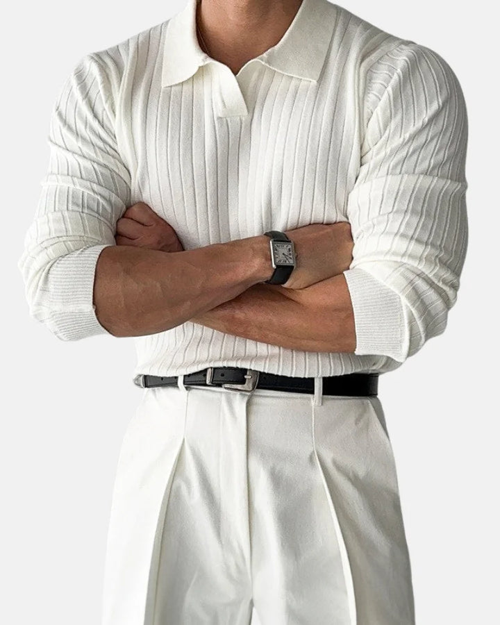 Hampton Ribbed Polo Long Sleeve